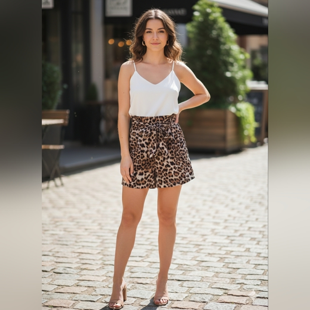 &MERCI Leopard Print Romper with White Top Size S